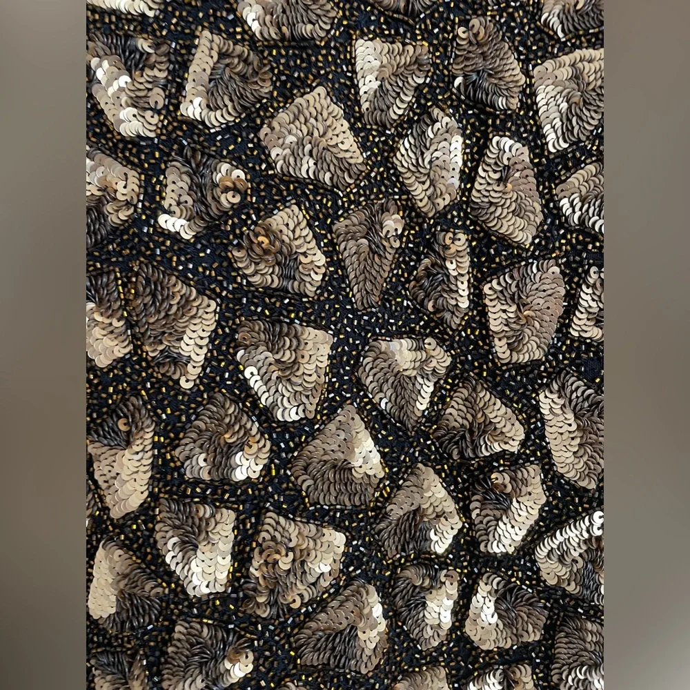Alice +‎ Olivia Nora Metallic Embellished Mini Cocktail Dress XS Long Sleeve